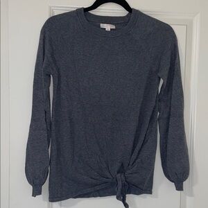Lauren Conrad Grey Tie-Front Long Sleeve Knit Top